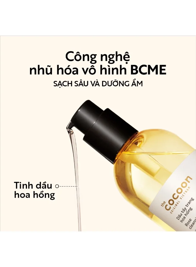 The Cocoon Original Vietnam  Rose Cleansing Oil 140ml. Gentle Cleansing Oil Makeup Remover & Dirt Remover for Waterproof Makeup & Sunscreen | Sensitive Skin Friendly Face Cleanser  | Best Price UAE